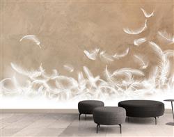 تصویر 2 از گالری عکس پوستر دیواری سه بعدی پر ها در پس زمینه قهوه ای