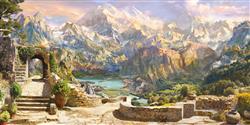 تصویر 1 از گالری عکس پوستر دیواری سه بعدی منظره قدیمی کوه ها و دره زیبا
