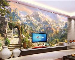 تصویر 3 از گالری عکس پوستر دیواری سه بعدی منظره قدیمی کوه ها و دره زیبا