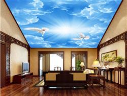 تصویر 4 از گالری عکس پوستر دیواری سه بعدی آسمان آبی و پرندگان و خورشید