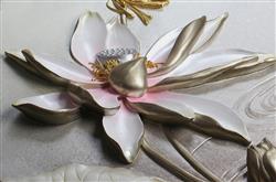 تصویر 1 از گالری عکس پوستر دیواری سه بعدی گل سفید طلایی