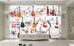 تصویر 2 از گالری عکس پوستر دیواری سه بعدی تصاویر گیتار در پس زمینه سفید