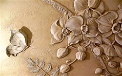 تصویر 1 از گالری عکس پوستر دیواری سه بعدی گل ها و پروانه های طرح چوب