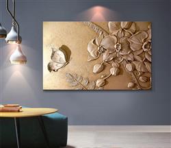 تصویر 6 از گالری عکس پوستر دیواری سه بعدی گل ها و پروانه های طرح چوب