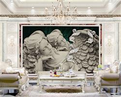 تصویر 2 از گالری عکس پوستر دیواری سه بعدی دو مجسمه بالدار