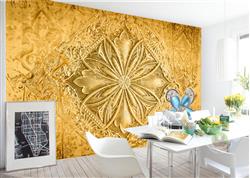 تصویر 4 از گالری عکس پوستر دیواری سه بعدی پس زمینه طرح دار طلایی