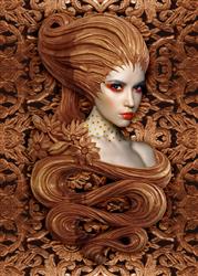 تصویر 1 از گالری عکس پوستر دیواری سه بعدی زن با طرح موهای قهوه ای چوب