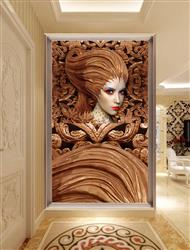 تصویر 5 از گالری عکس پوستر دیواری سه بعدی زن با طرح موهای قهوه ای چوب