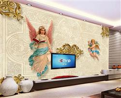 تصویر 3 از گالری عکس پوستر دیواری سه بعدی گوی ها در راهرو و طرح های طلایی