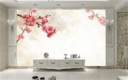 تصویر 2 از گالری عکس پوستر دیواری سه بعدی نقاشی گل های صورتی با پش زمینه ی سفید