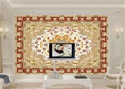 تصویر 2 از گالری عکس پوستر دیواری سه بعدی طرح فرش با رنگ های قرمز قهوه ای و سفید و بژ