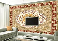 تصویر 5 از گالری عکس پوستر دیواری سه بعدی طرح فرش با رنگ های قرمز قهوه ای و سفید و بژ