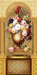 تصویر 1 از گالری عکس پوستر دیواری سه بعدی گل ها در گلدان نقاشی شده ی بژ