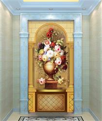 تصویر 5 از گالری عکس پوستر دیواری سه بعدی گل ها در گلدان نقاشی شده ی بژ