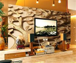 تصویر 6 از گالری عکس پوستر دیواری سه بعدی درخت حکاکی شده ی بژ