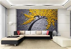 تصویر 3 از گالری عکس پوستر دیواری سه بعید درخت فانتزی زرد
