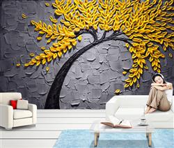 تصویر 4 از گالری عکس پوستر دیواری سه بعید درخت فانتزی زرد