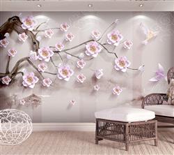 تصویر 2 از گالری عکس پوستر دیواری سه بعدی شکوفه های زیبا صورتی روی درخت