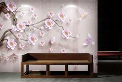 تصویر 4 از گالری عکس پوستر دیواری سه بعدی شکوفه های زیبا صورتی روی درخت