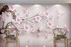 تصویر 6 از گالری عکس پوستر دیواری سه بعدی شکوفه های زیبا صورتی روی درخت