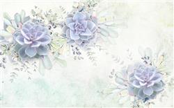 تصویر 1 از گالری عکس پوستر دیواری سه بعدی گل های آبی بنفش زیبا