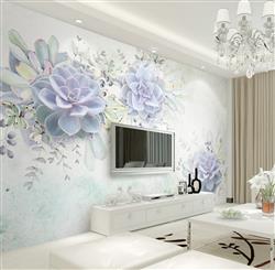 تصویر 3 از گالری عکس پوستر دیواری سه بعدی گل های آبی بنفش زیبا