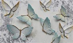 تصویر 1 از گالری عکس پوستر دیواری سه بعدی پروانه های سه بعدی همراه با گل های زیبا