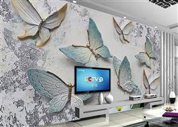 تصویر 2 از گالری عکس پوستر دیواری سه بعدی پروانه های سه بعدی همراه با گل های زیبا