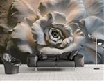 تصویر 2 از گالری عکس پوستر دیواری سه بعدی گل گچ بری شده ی سفید