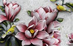 تصویر 1 از گالری عکس پوستر دیواری سه بعدی گل های صورتی فانتزی زیبا