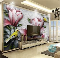 تصویر 4 از گالری عکس پوستر دیواری سه بعدی گل های صورتی فانتزی زیبا