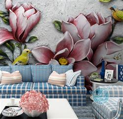 تصویر 6 از گالری عکس پوستر دیواری سه بعدی گل های صورتی فانتزی زیبا