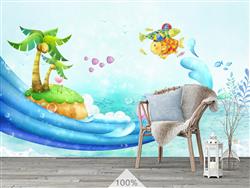تصویر 3 از گالری عکس پوستر دیواری کارتونی موج سواری و جزیره