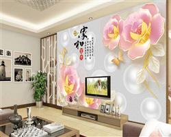 تصویر 4 از گالری عکس پوستر دیواری سه بعدی گل های هلندی سفید و طلایی زیبا