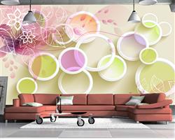 تصویر 2 از گالری عکس پوستر دیواری سه بعدی دایره های سفید و رنگی زیبا