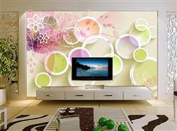 تصویر 5 از گالری عکس پوستر دیواری سه بعدی دایره های سفید و رنگی زیبا