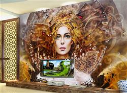 تصویر 4 از گالری عکس پوستر دیواری سه بعدی نقاشی زن زیبا با موهای نارنجی