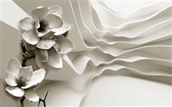 تصویر 1 از گالری عکس پوستر دیواری سه بعدی گل های هلندی سفید در پس زمینه سفید