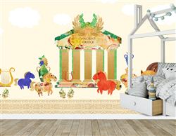 تصویر 3 از گالری عکس پوستر دیواری سه بعدی کاخ یونانی کارتونی و حیوانات