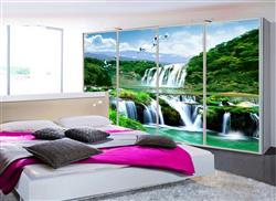 تصویر 3 از گالری عکس پوستر دیواری سه بعدی منظره ی آبشار های پله ای سر سبز