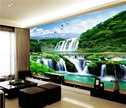 تصویر 4 از گالری عکس پوستر دیواری سه بعدی منظره ی آبشار های پله ای سر سبز