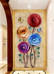 تصویر 4 از گالری عکس پوستر دیواری سه بعدی گل های نقاشی شده رنگارنگ