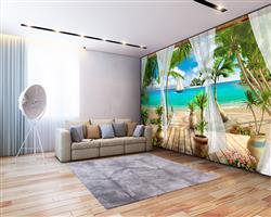تصویر 3 از گالری عکس پوستر دیواری سه بعدی بالکن خونه با منظره دریا