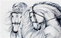 تصویر 1 از گالری عکس پوستر دیواری سه بعدی نقاشی دو اسب