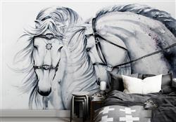 تصویر 2 از گالری عکس پوستر دیواری سه بعدی نقاشی دو اسب
