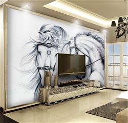 تصویر 3 از گالری عکس پوستر دیواری سه بعدی نقاشی دو اسب