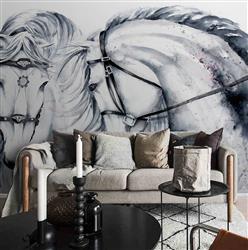 تصویر 4 از گالری عکس پوستر دیواری سه بعدی نقاشی دو اسب