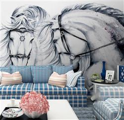 تصویر 5 از گالری عکس پوستر دیواری سه بعدی نقاشی دو اسب