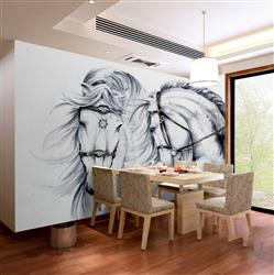 تصویر 6 از گالری عکس پوستر دیواری سه بعدی نقاشی دو اسب
