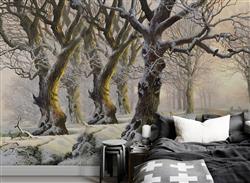 تصویر 3 از گالری عکس پوستر دیواری سه بعدی جنگلی در روز برفی